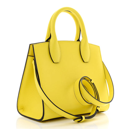 Salvatore Ferragamo Hammered Calfskin The Studio Box Bag Yellow 3 of 10
