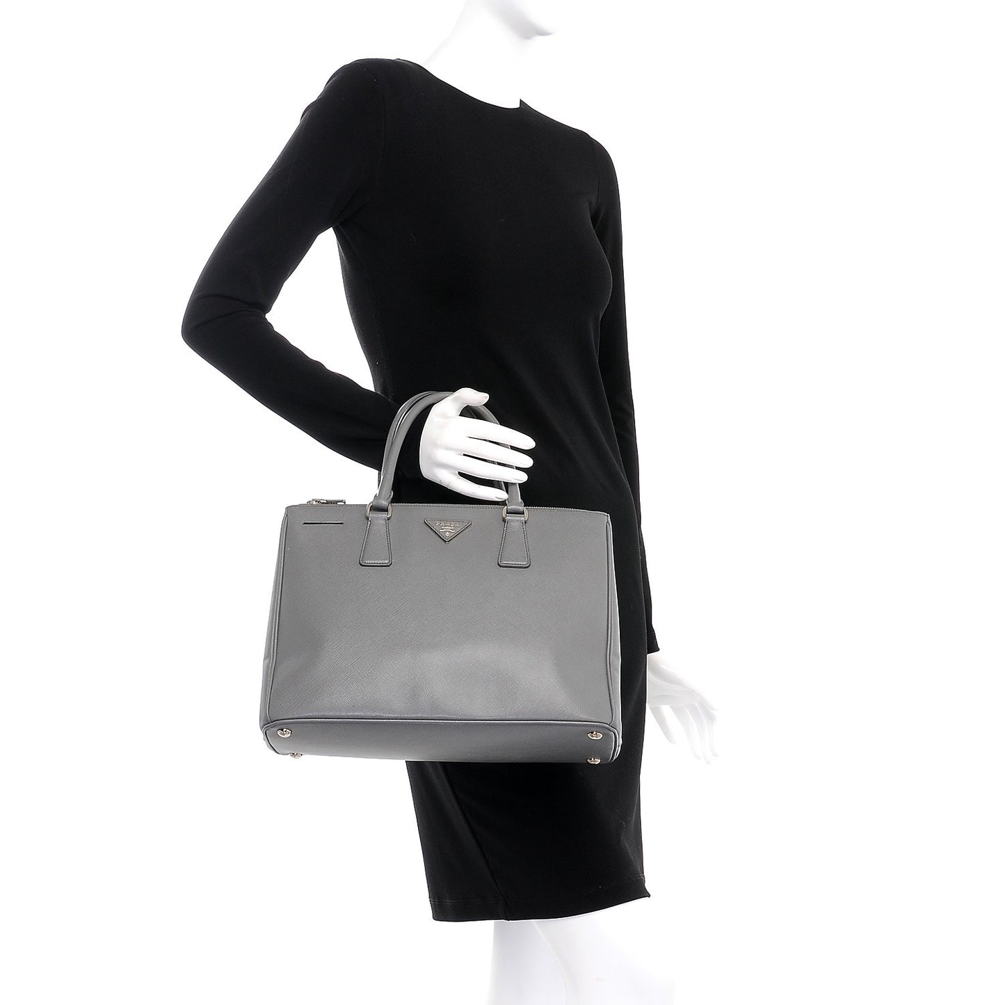 Saffiano Medium Galleria Double Zip Tote Marmo