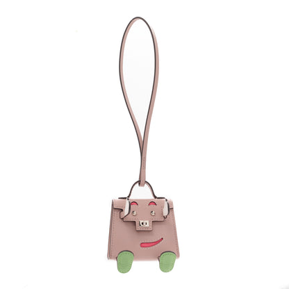 Hermes Tadelakt Chevre Mysore Kelly Quelle Idole Bag Charm Glycine 1 of 5