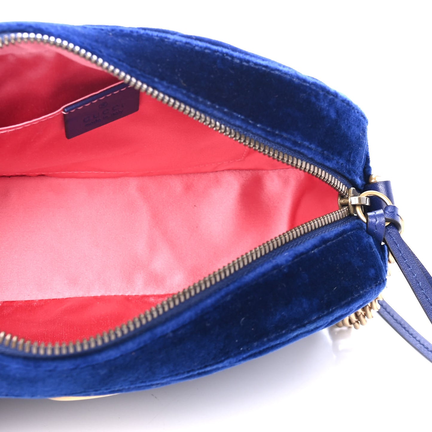 Velvet Matelasse Small GG Marmont Chain Shoulder Bag Cobalt