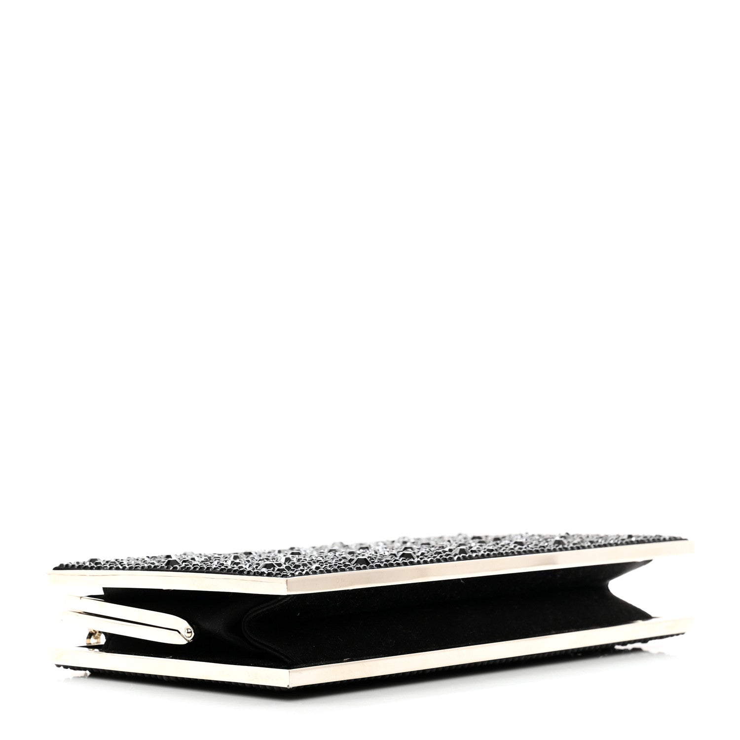 Judith Leiber Swarovski Crystal Minaudiere Clutch Black Gold 4 of 9