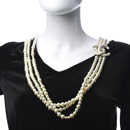 Chanel Pearl CC Multi Strand Long Necklace Light Gold 2 of 6
