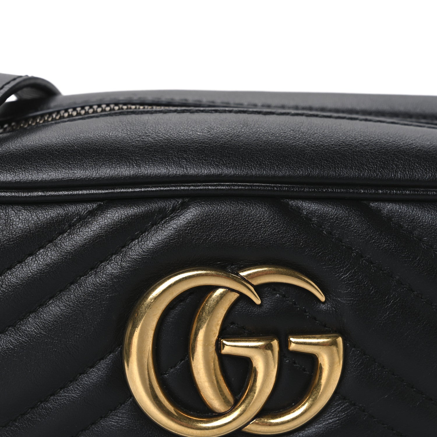 Gucci Calfskin Matelasse Small GG Marmont Chain Shoulder Bag Black 8 of 11