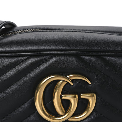 Gucci Calfskin Matelasse Small GG Marmont Chain Shoulder Bag Black 8 of 11