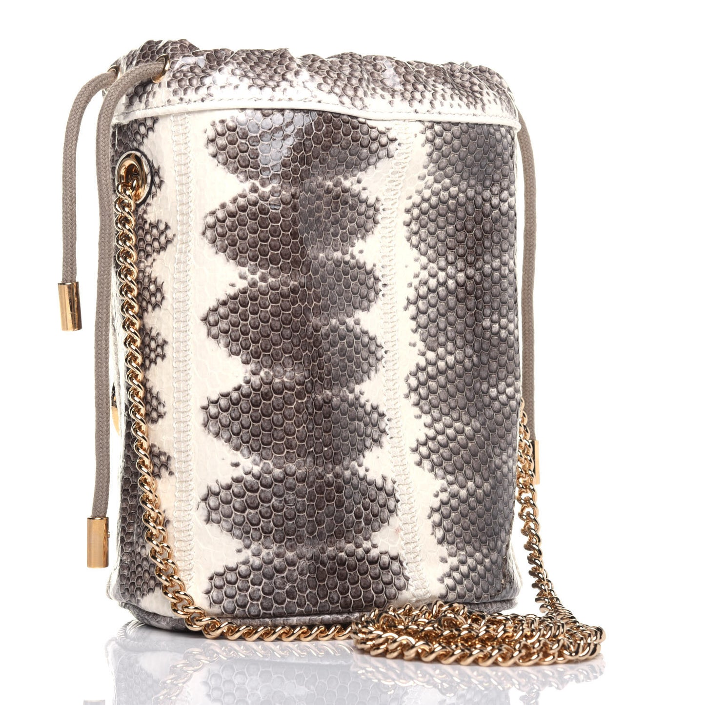 Snakeskin Mini Zumi Bucket Bag Grey