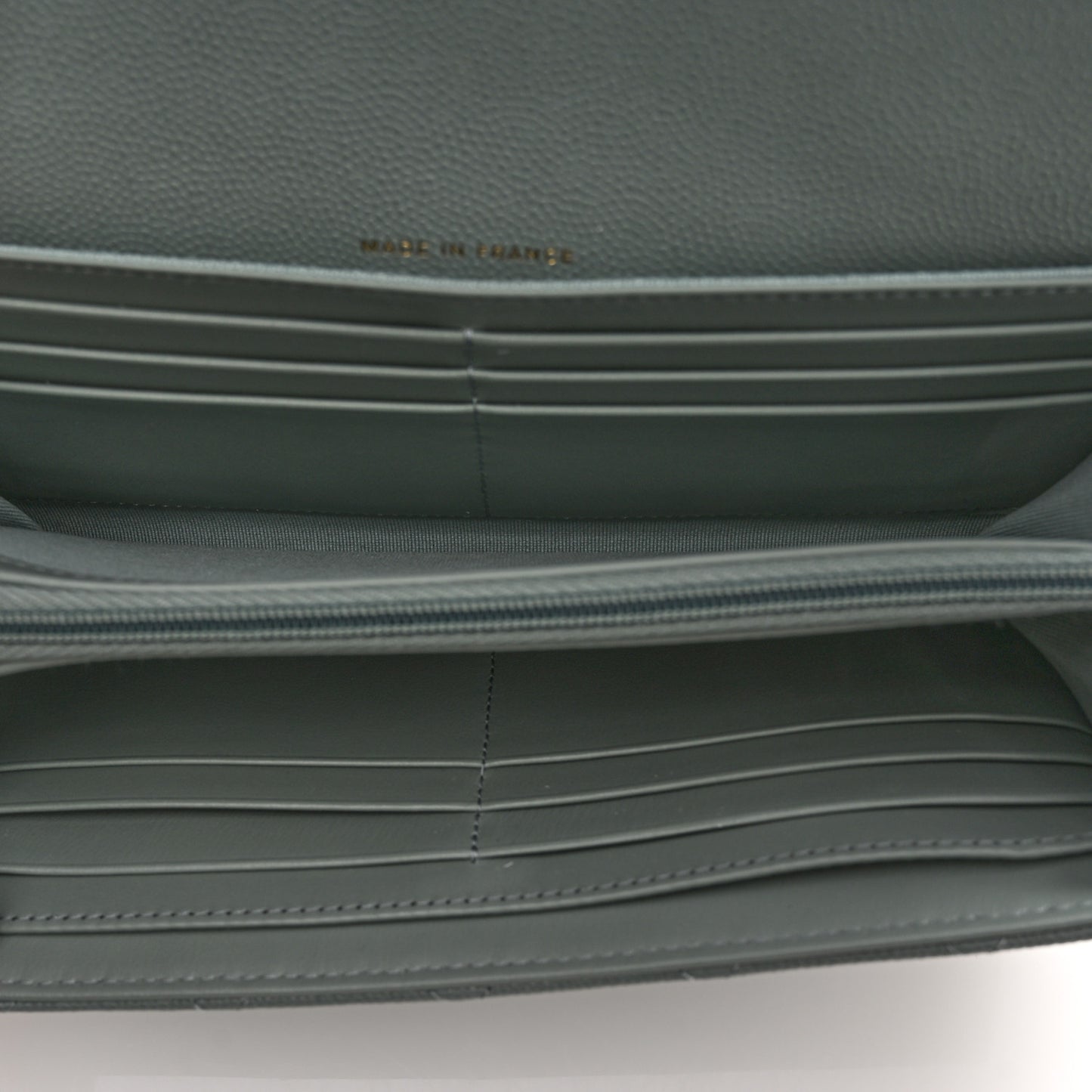 Caviar Quilted Large Gusset Flap Wallet Dark Green