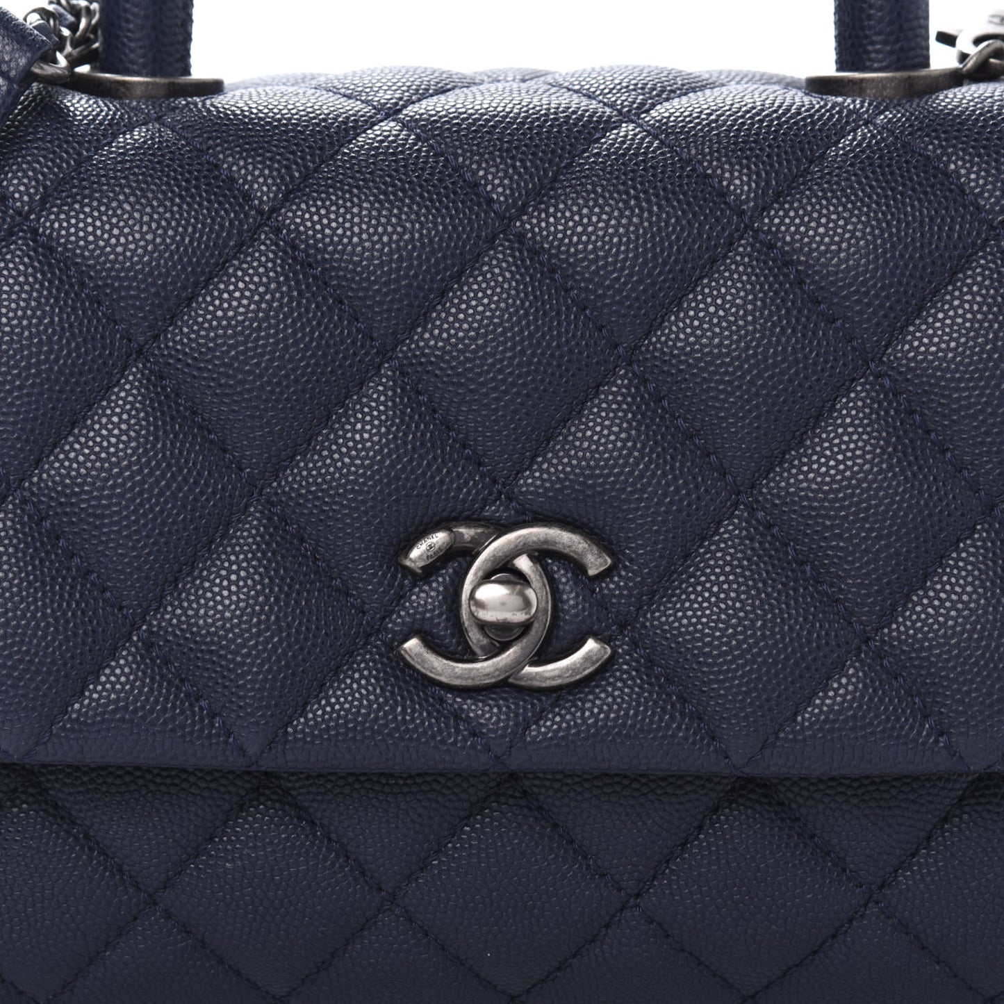 Caviar Quilted Mini Coco Handle Flap Navy Blue