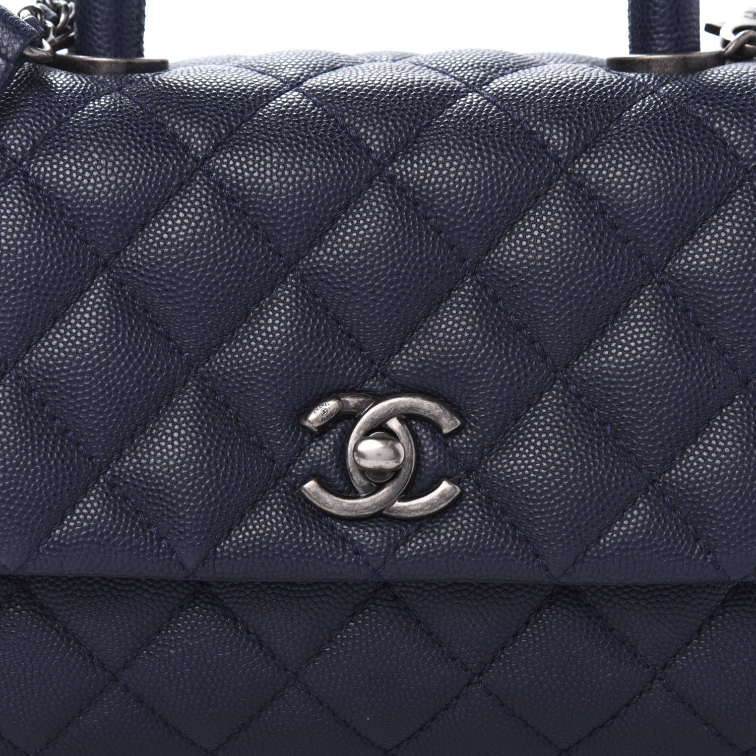 Chanel Caviar Quilted Mini Coco Handle Flap Navy Blue 11 of 11