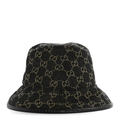 Gucci Jacquard Denim GG Monogram Oscar Bucket Hat M Black Ivory 5 of 9