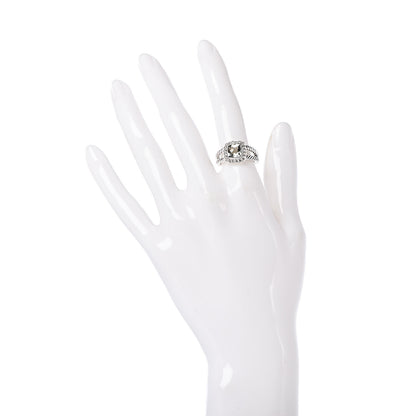 David Yurman Sterling Silver Diamond Prasiolite 7mm Petite Albion Ring 52 6 2 of 5