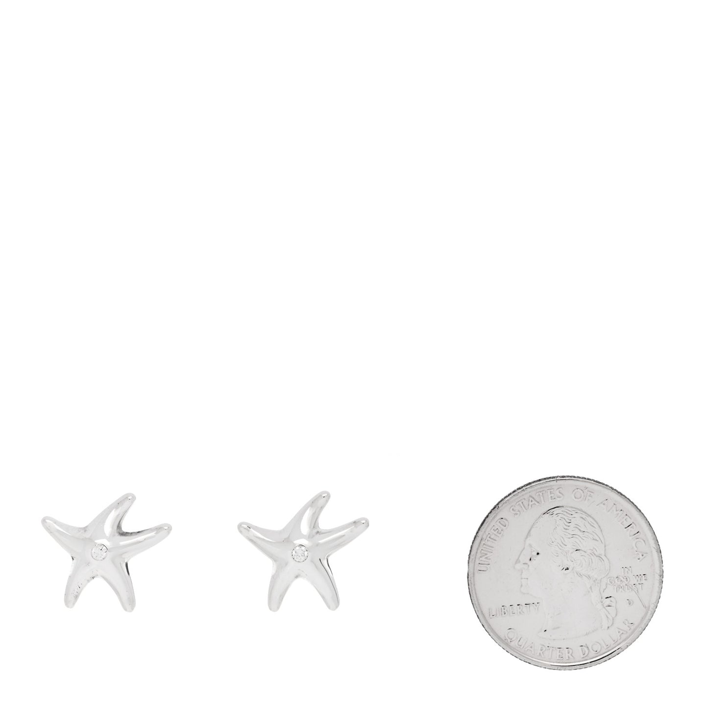 Sterling Silver Diamond 15mm Elsa Peretti Starfish Earrings