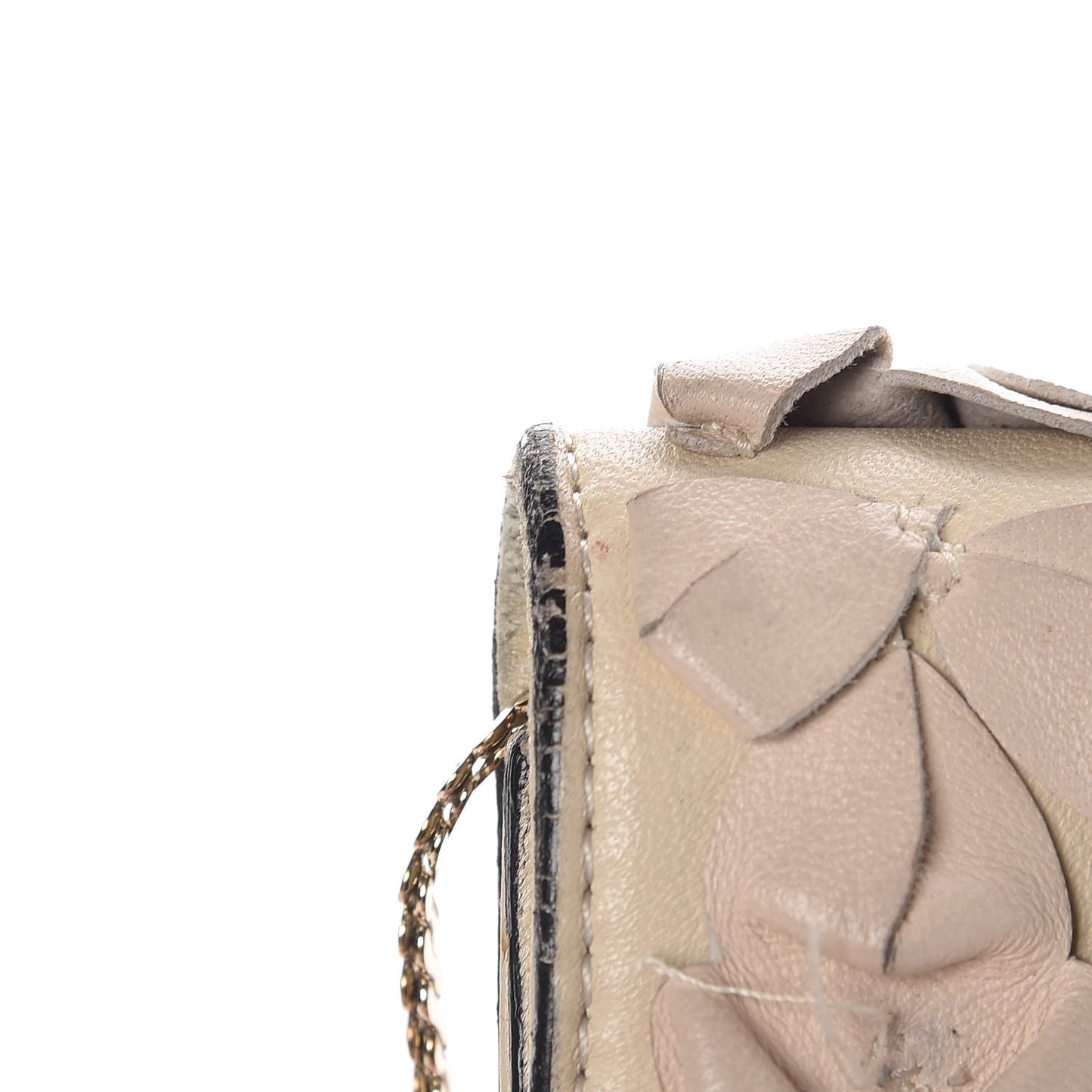 Vitello Glam Flower Crystal Bow Clutch Nude