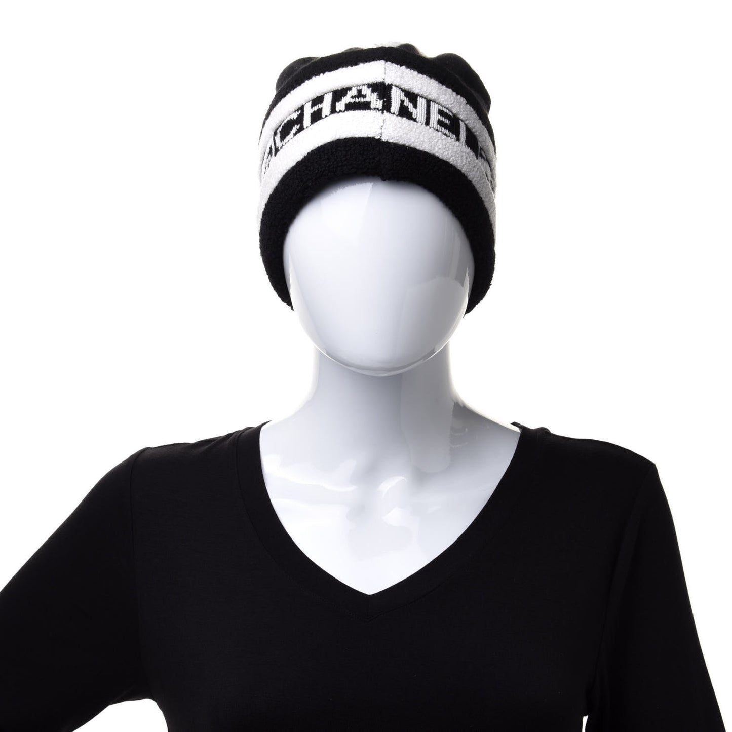 Cashmere CC Beanie Hat Ecru Black