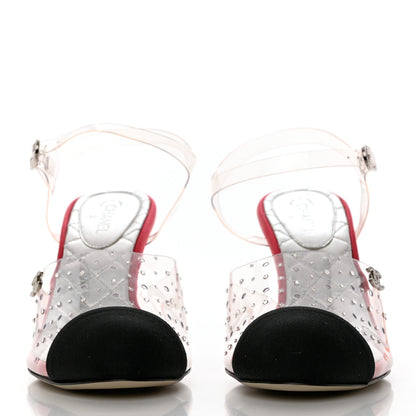 Chanel PVC Studded Grosgrain Cap Toe Pumps 37.5 Transparent Dark Pink 2 of 7