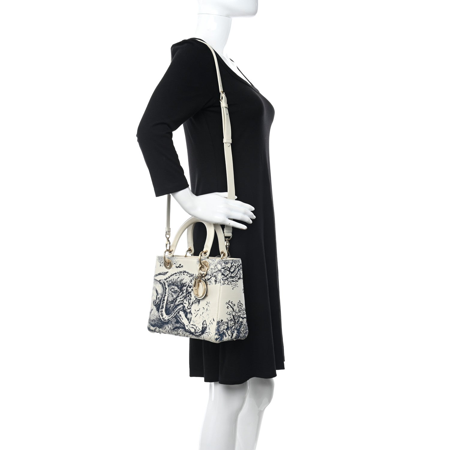 Christian Dior Lambskin Embroidered Medium Toile De Jouy Lady Dior Blue 2 of 20