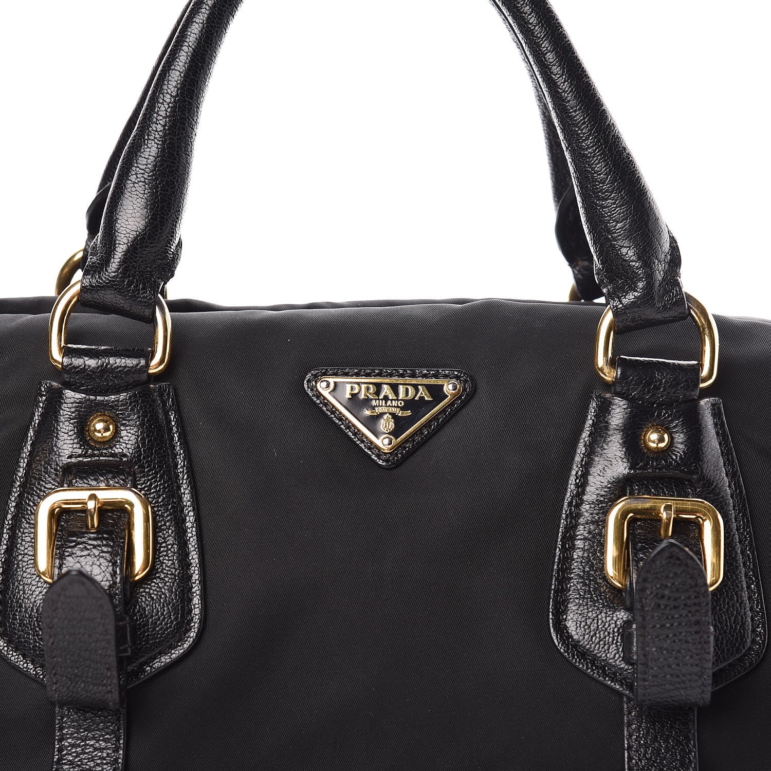 Prada Tessuto Nylon Calfskin Shopping Satchel Black 9 of 9