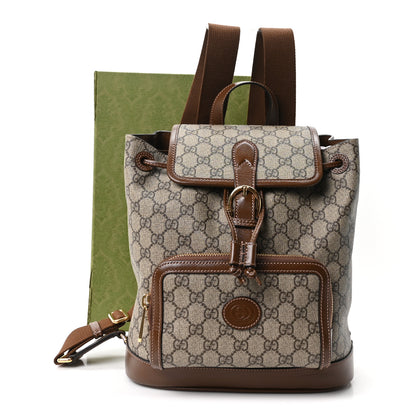 Gucci GG Supreme Monogram Azalea Calfskin Retro Interlocking G Buckle Backpack Beige Ebony Brown Sugar 11 of 11