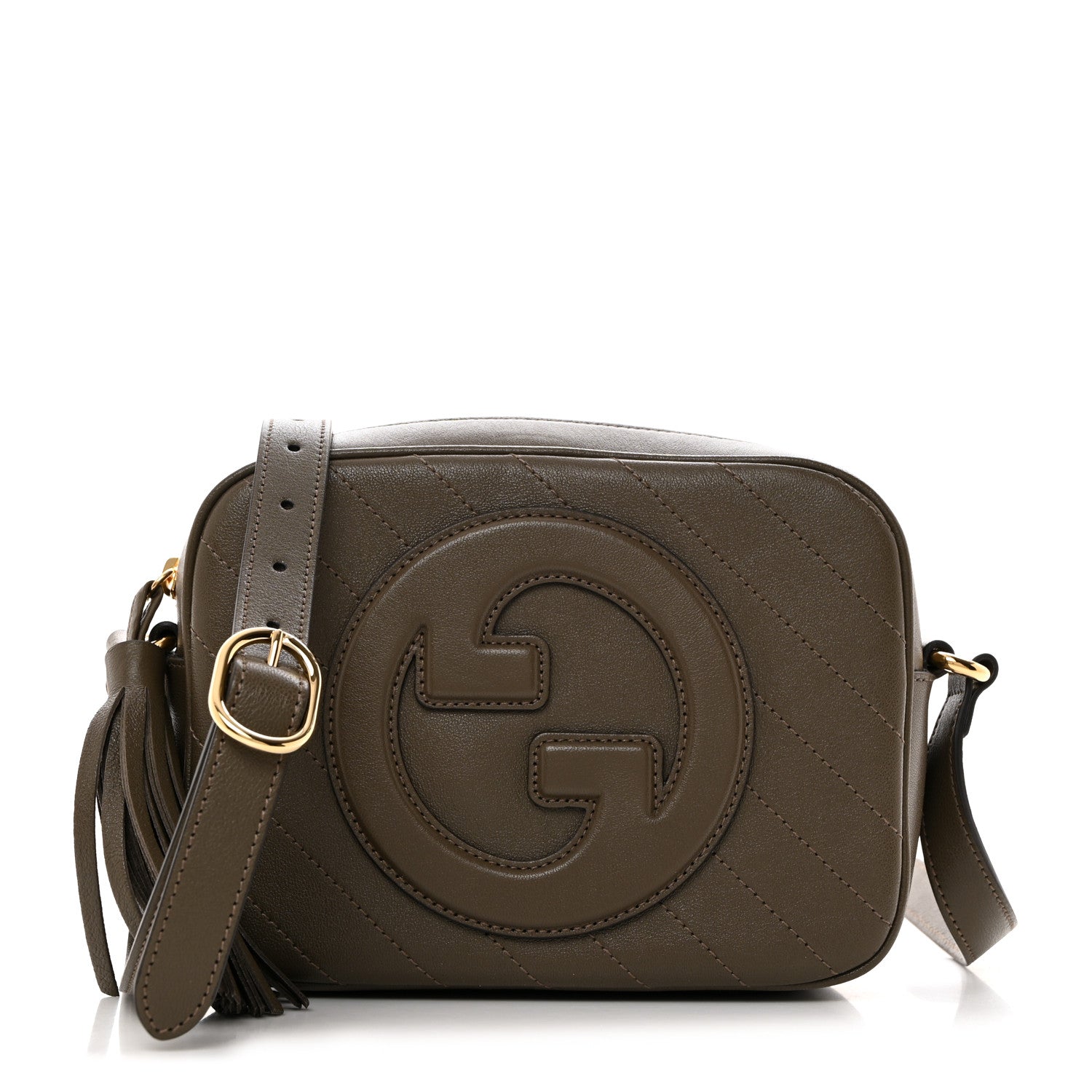 Gucci Sakai Be Green Calfskin Diagonal Stitched Small Blondie Shoulder Bag Craclet Brown 1 of 10