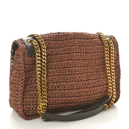 Saint Laurent Raffia Calfskin Monogram Medium Niki Chain Satchel New Nut 2 of 11
