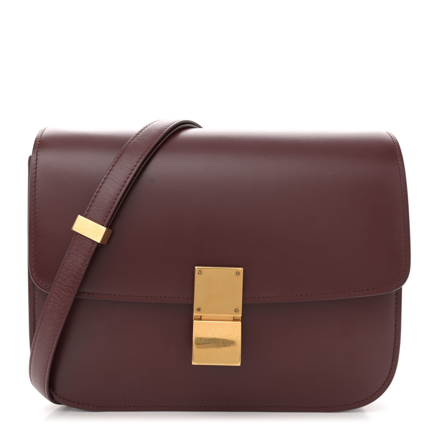Celine Box Calfskin Medium Classic Box Flap Bag Burgundy 1 of 10