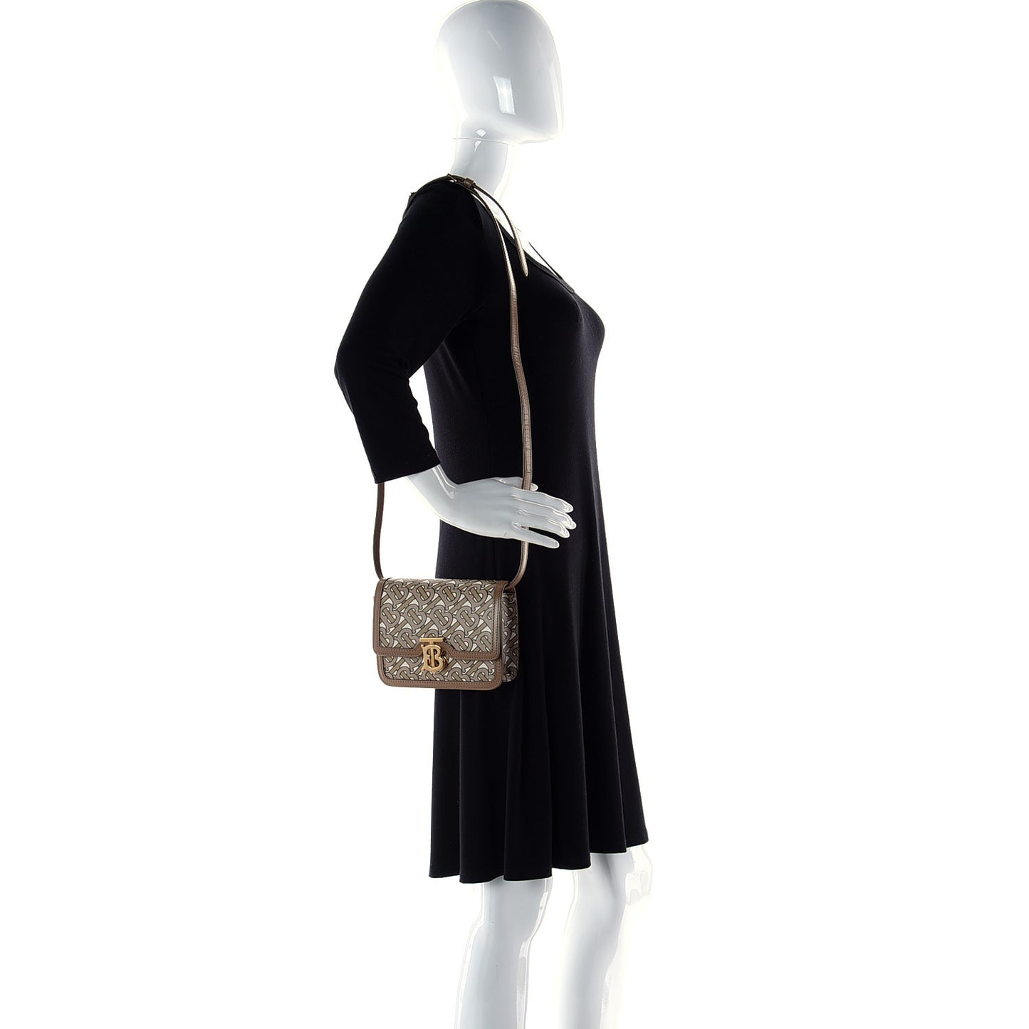 Calfskin Monogram Mini TB Bag Beige