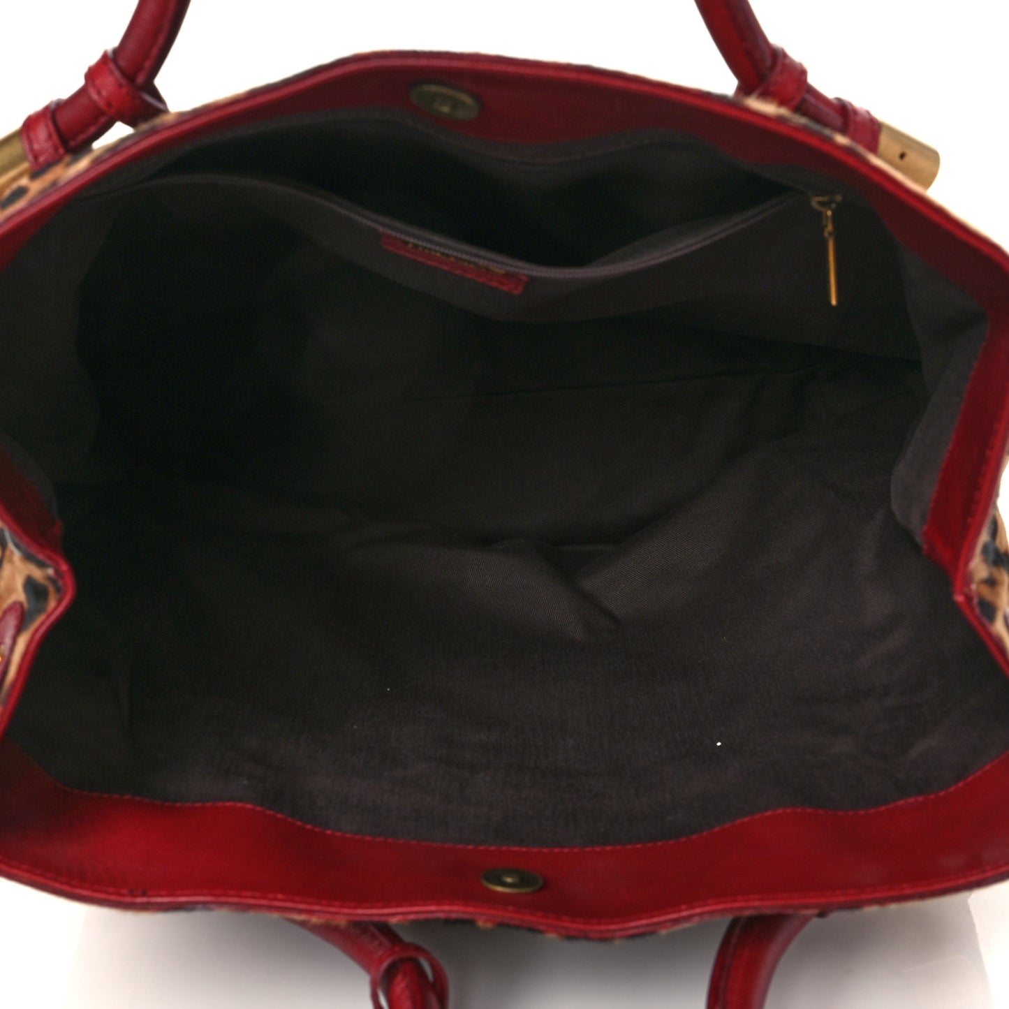 Calf Hair Leopard Print Satchel Red