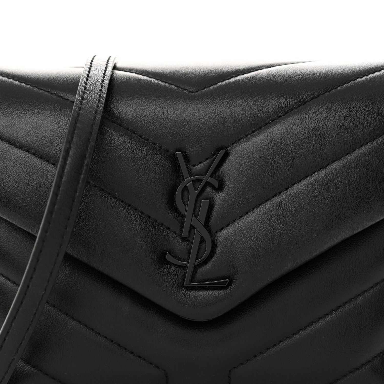 Saint Laurent Calfskin Y Quilted Monogram Monochrome Toy Loulou Crossbody Bag Black 8 of 10