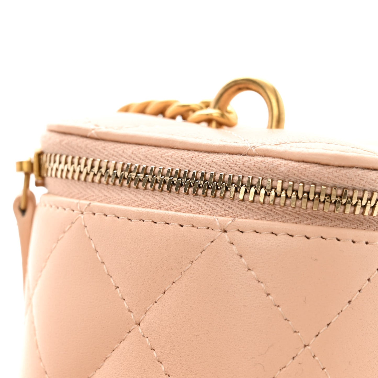 Lambskin Quilted Sweet Camellia Small Vanity Case With Chain Pink