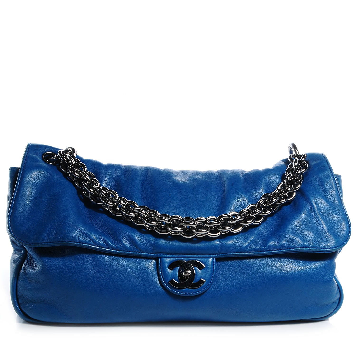 Chanel Lambskin Soft and Chain Large Flap Blue 1 of 8