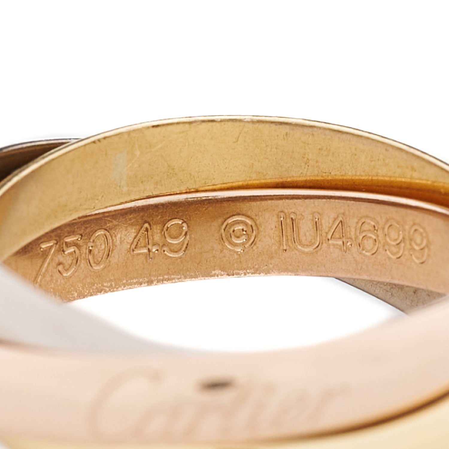 Cartier 18K Pink Yellow White Gold Small Trinity Ring 49 5 4 of 5