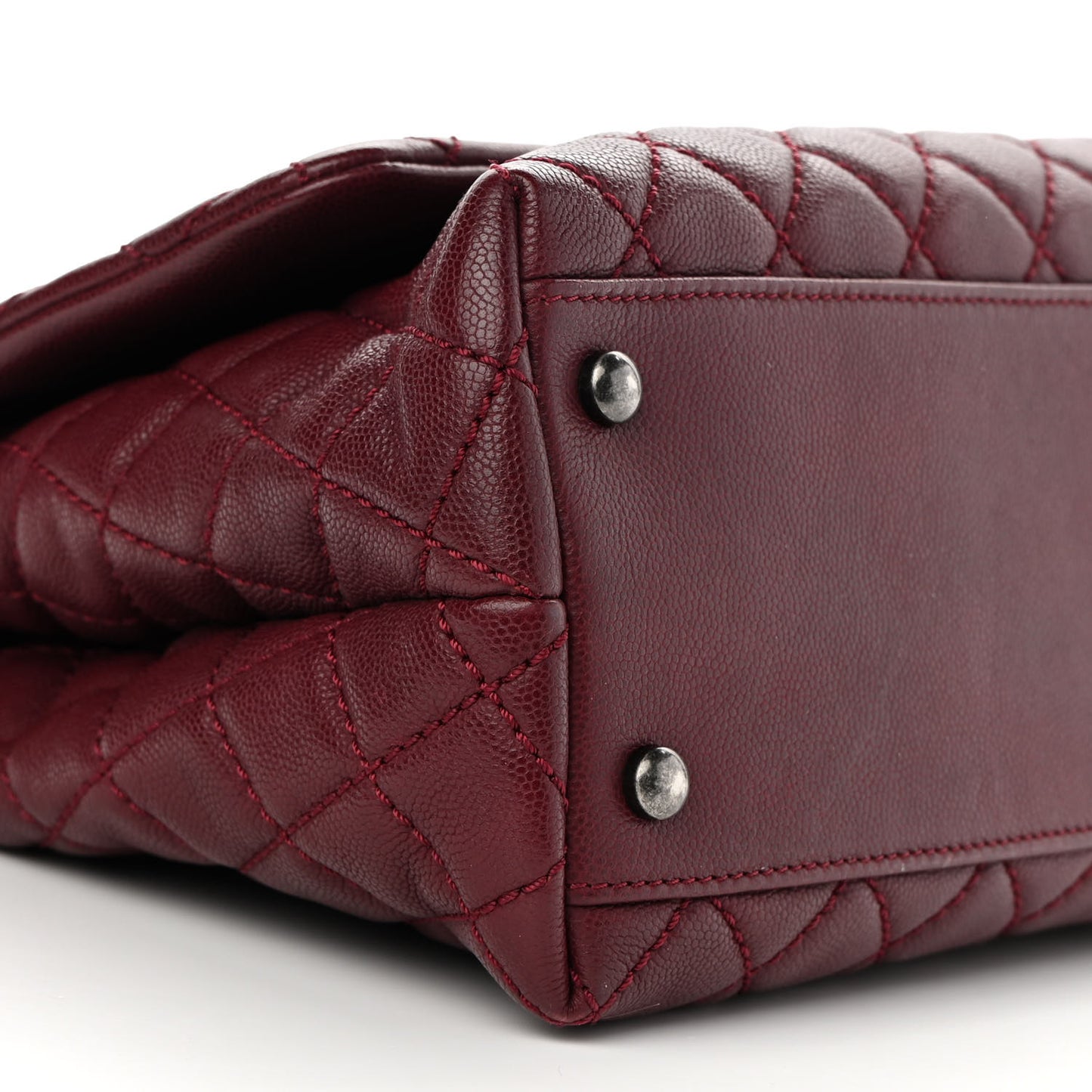 Caviar Quilted Small Coco Handle Flap Burgundy