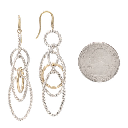 David Yurman Sterling Silver 18K Yellow Gold Mobile Oval Drop Earrings 2 of 4