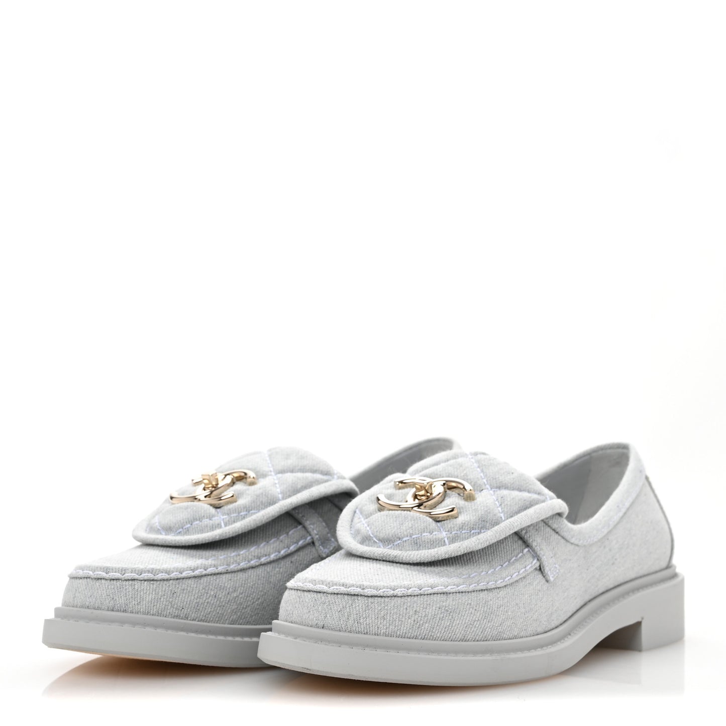 Denim CC Turnlock Loafers 35 Blue