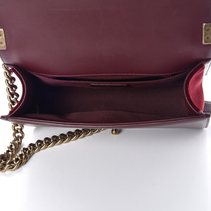 Chanel Velvet Chevron Quilted Medium Boy Flap Burgundy 5 of 12