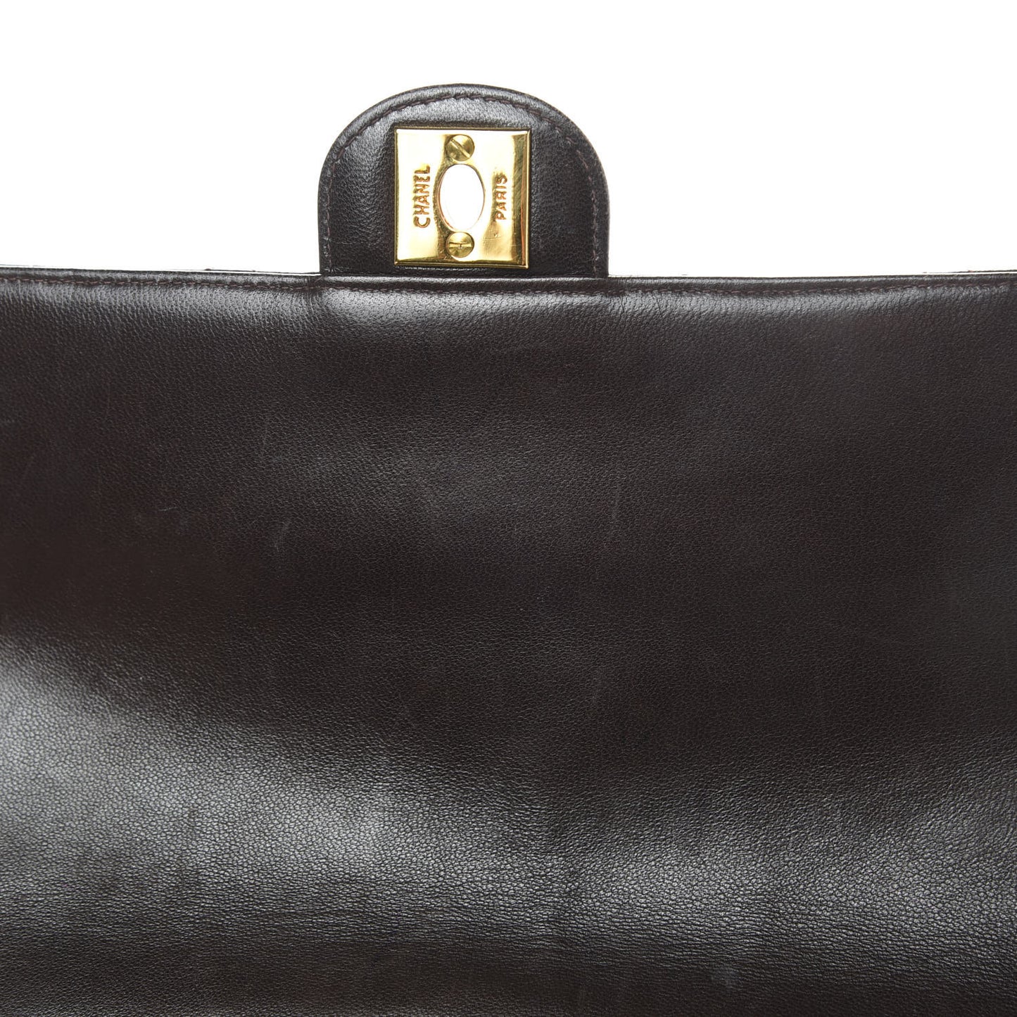 Lambskin Quilted Flap Shoulder Bag Dark Brown