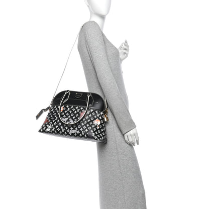 Louis Vuitton Calfskin Catogram Alma Souple MM Black 2 of 10
