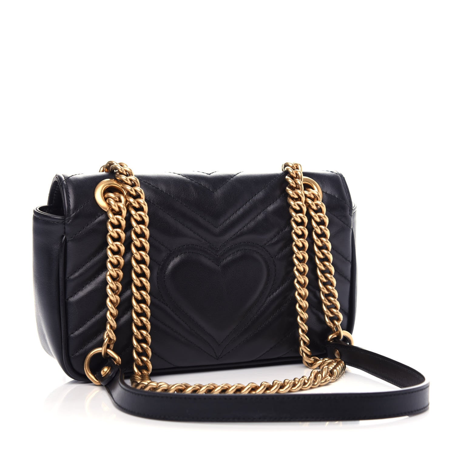 Gucci Calfskin Matelasse Mini GG Marmont Shoulder Bag Black 3 of 12