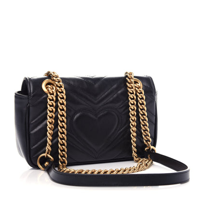 Gucci Calfskin Matelasse Mini GG Marmont Shoulder Bag Black 3 of 12