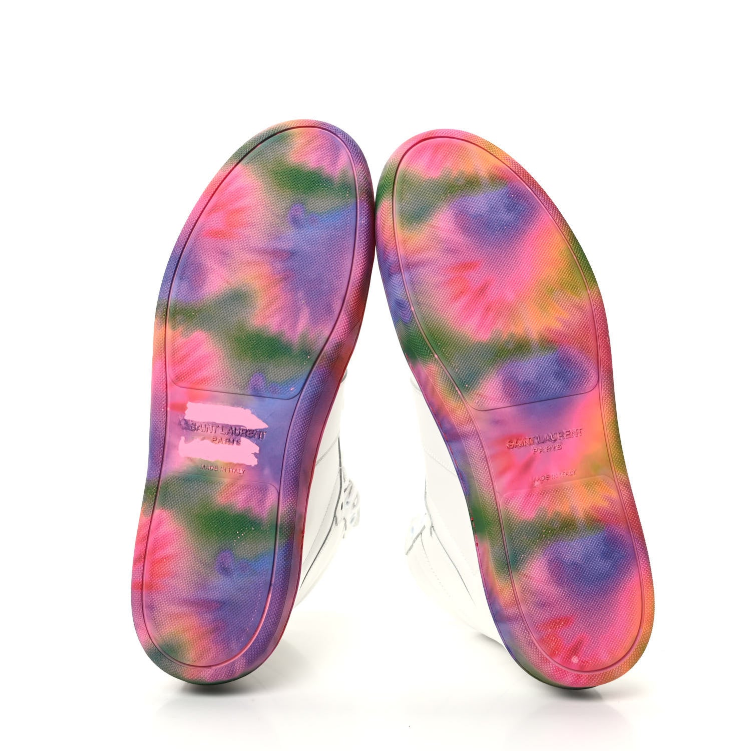 Saint Laurent Calfskin Mens Signature Court Classic SL/10H High Top Sneakers 42.5 Off White Multicolor Tie-Dye 5 of 8