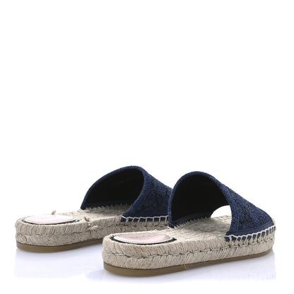 Gucci Denim Crystals GG Monogram Espadrille 20mm Slide Sandals 36.5 Denim 5 of 9