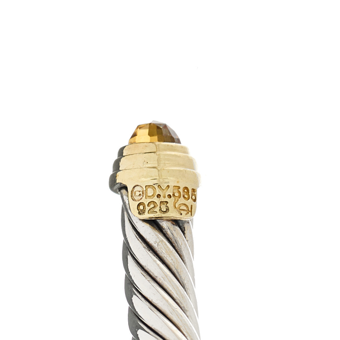 David Yurman Sterling Silver 14K Yellow Gold Citrine 5mm Cable Classics Petite Color Bracelet 3 of 3