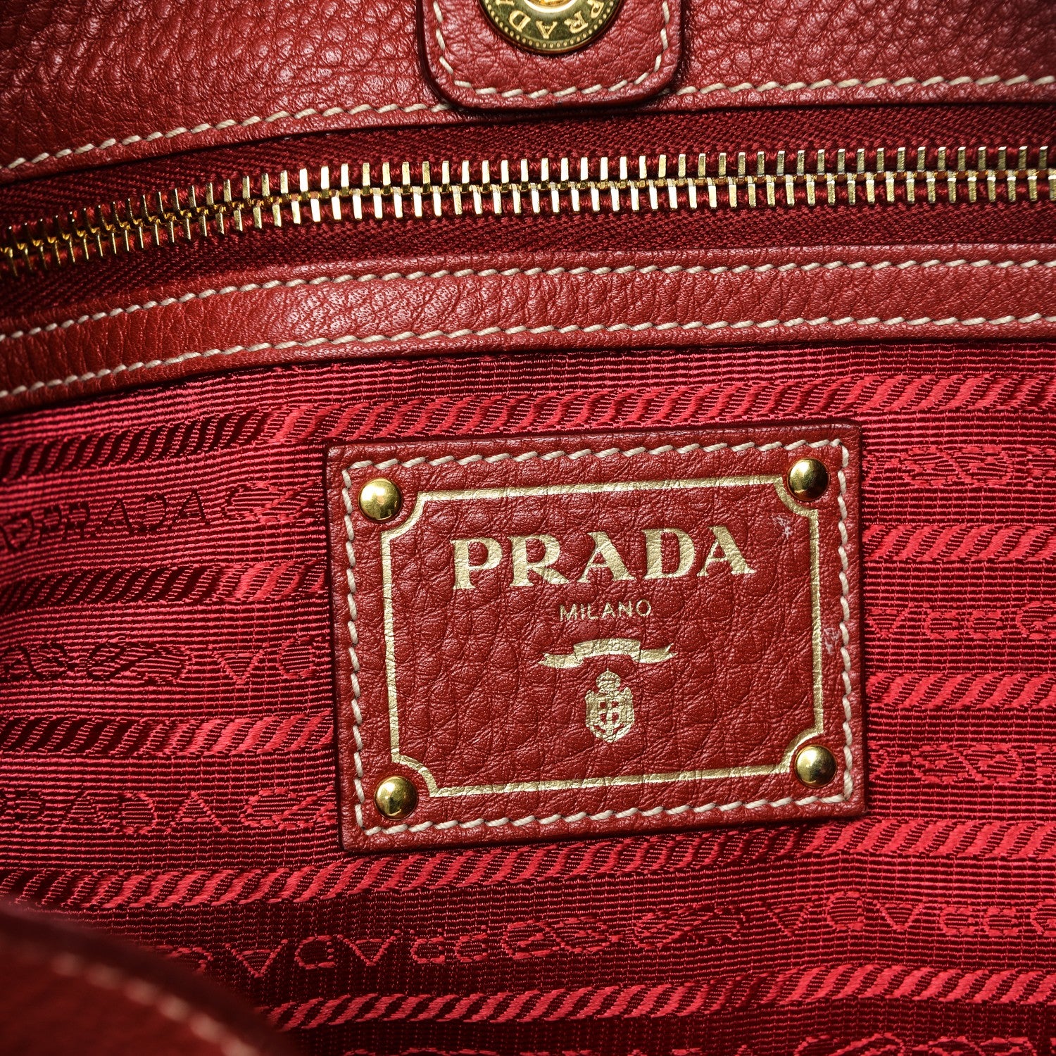 Prada Vitello Daino Side Pocket Hobo Rosso 6 of 10
