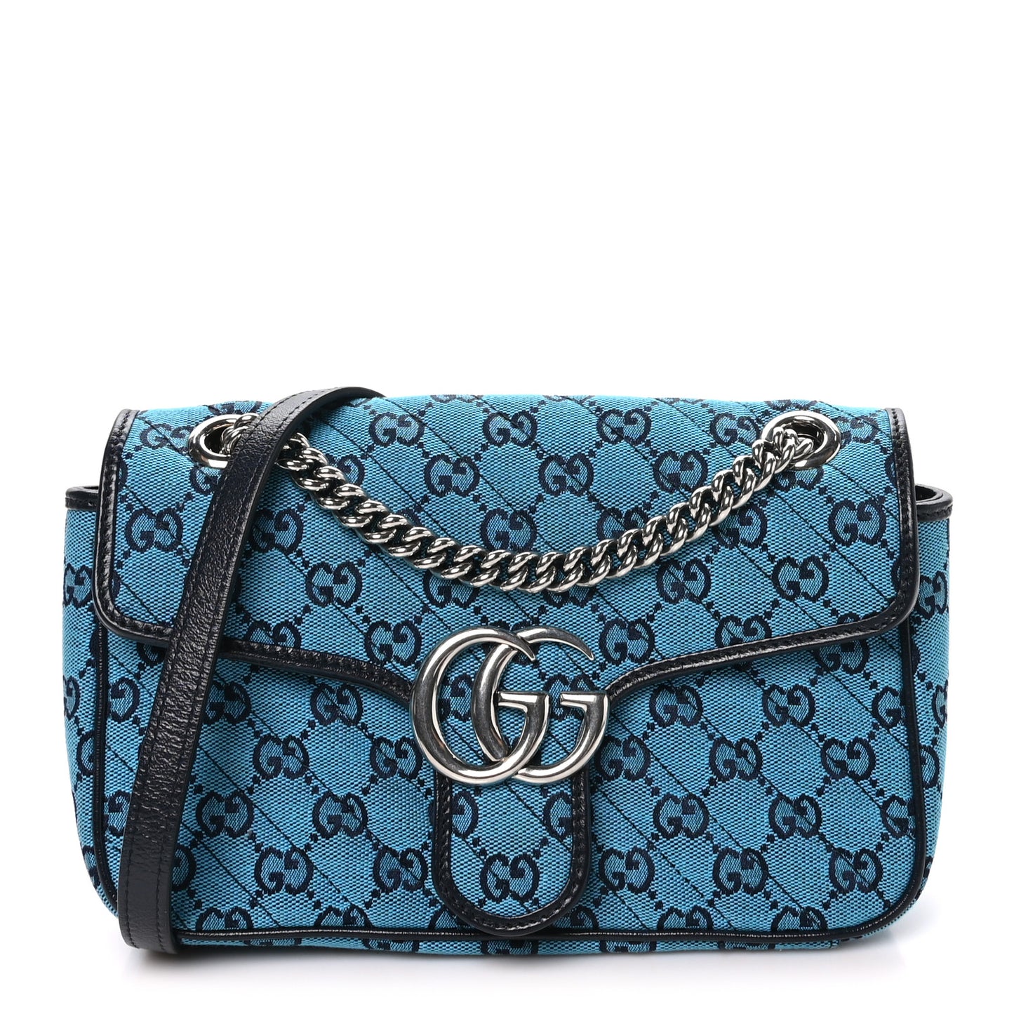 Monogram Multicolor Matelasse Diagonal Small GG Marmont Shoulder Bag Light Blue