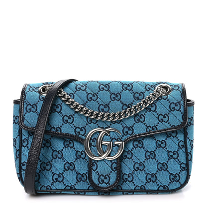 Gucci Monogram Multicolor Matelasse Diagonal Small GG Marmont Shoulder Bag Light Blue 1 of 10