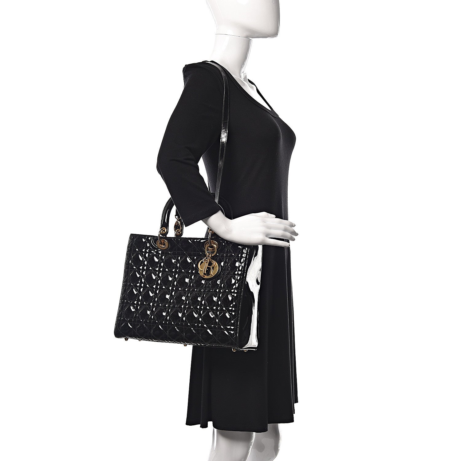 Christian Dior Patent Cannage Large Lady Dior Black 2 of 11