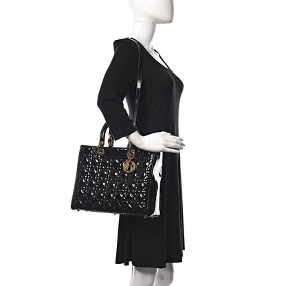 Christian Dior Patent Cannage Large Lady Dior Black 2 of 11