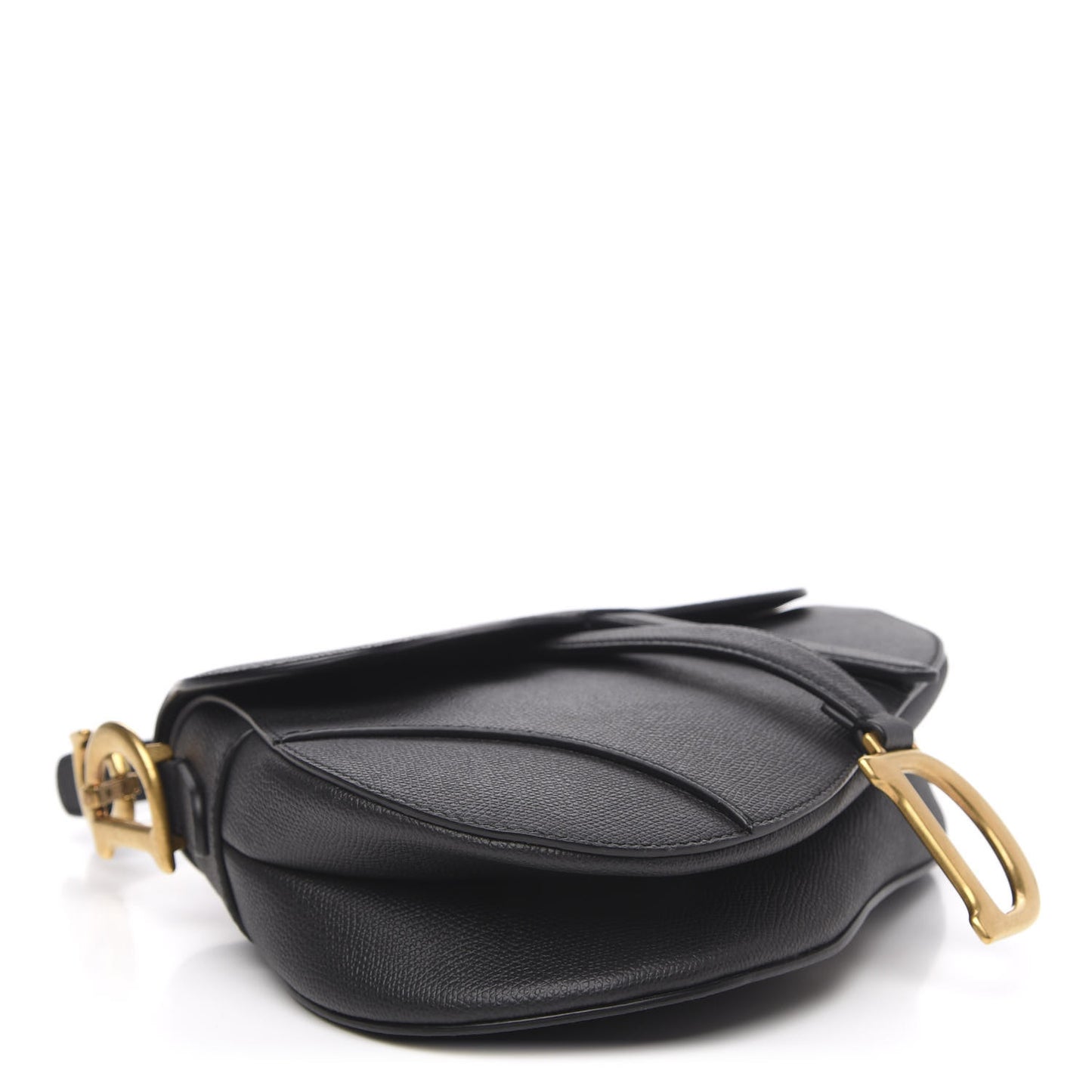 Grained Calfskin Saddle Bag Black