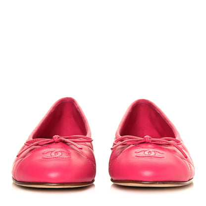 Chanel Lambskin Quilted CC Cap Toe Ballerina Flats 39.5 Pink 2 of 8