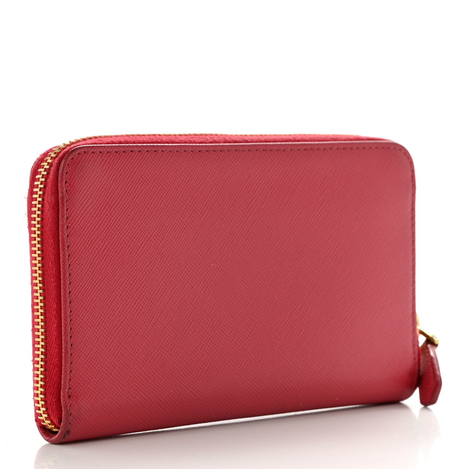 Prada Saffiano Metal Zip Around Wallet Fuoco 3 of 12