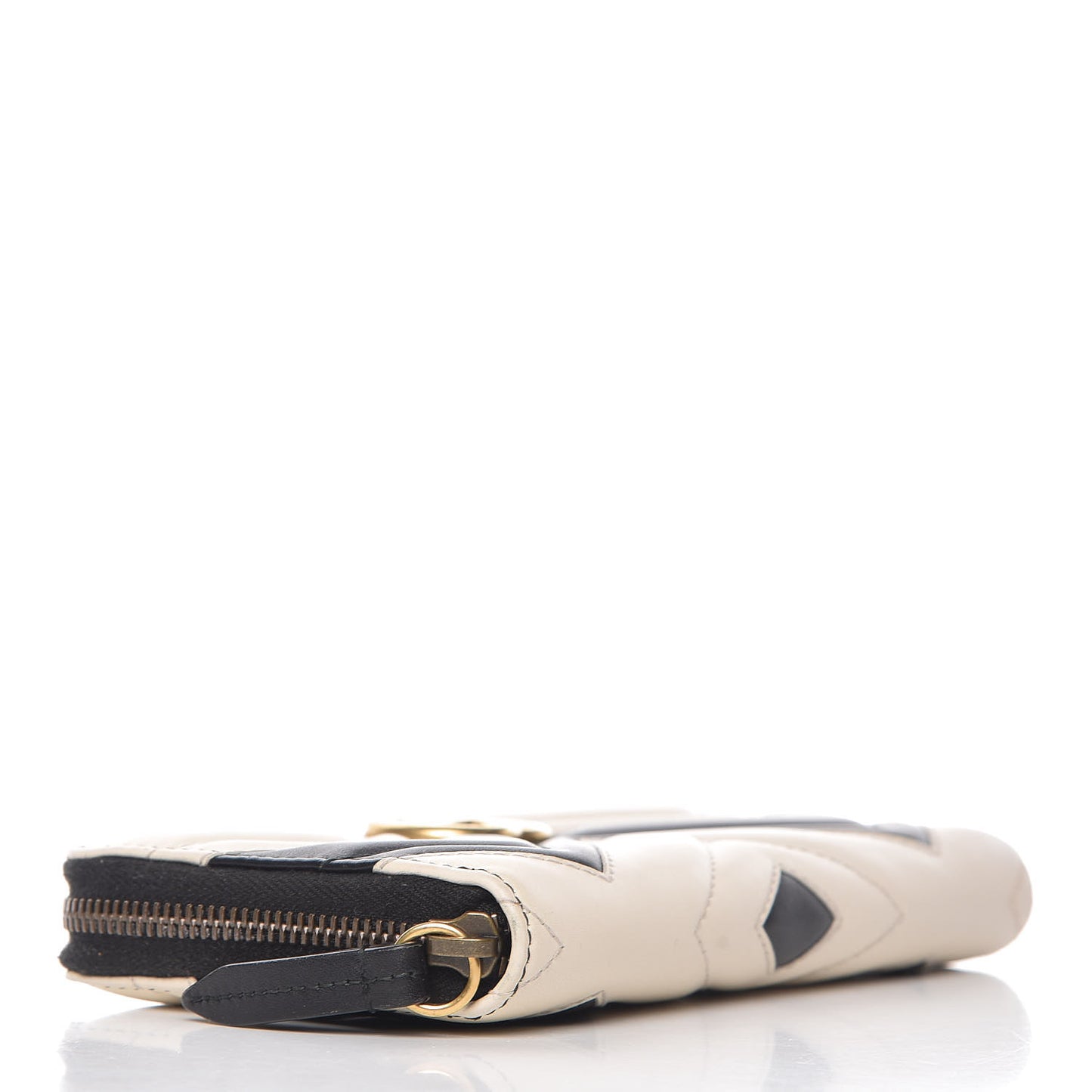Calfskin Matelasse GG Marmont Zip Around Wallet Black White